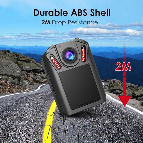 كاميرا الجسم maigevi 128G - كاميرا الجسم Police Body Cam 2K مع تسجيل الصوت والفيديو، كاميرا يتم ارتداؤها على الجسم لمدة 12 ساعة، كاميرا يمكن ارتداؤها لإنفاذ القانون، المنزل، الرياضة، الأمن، العمل in Kuwait