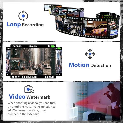 كاميرا الجسم maigevi 128G - كاميرا الجسم Police Body Cam 2K مع تسجيل الصوت والفيديو، كاميرا يتم ارتداؤها على الجسم لمدة 12 ساعة، كاميرا يمكن ارتداؤها لإنفاذ القانون، المنزل، الرياضة، الأمن، العمل in Kuwait