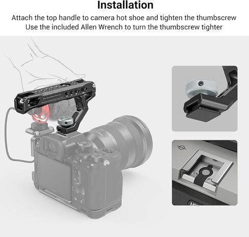 سمول رينج مقبض علوي بمقبض علوي للاحذية الباردة مع محول حذاء بارد مصمم مضاد للخلع + مشبك قضيب 15 ملم لكاميرا دي اس ال ار - 2094 in Kuwait