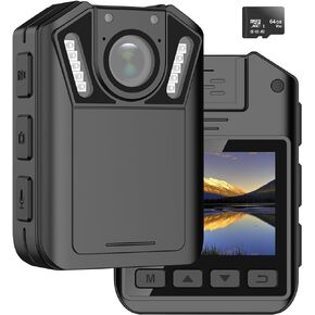 كاميرا الجسم maigevi مع الصوت، كاميرات الجسم 1080P 64G مع رؤية ليلية بالأشعة تحت الحمراء، كاميرا يتم ارتداؤها على الجسم مع دوران 360 درجة للجري، الرياضة، المنزل، الأمن، إنفاذ القانون، ركوب الدراجات in Kuwait