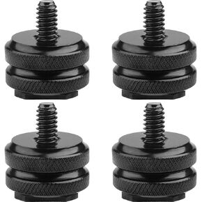 Camera Hot Shoe Mount to 1/4"-20 Tripod Screw Adapter,Flash Shoe Mount for DSLR Camera Rig (Pack of 4)