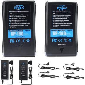 سلسلة بطاريات REYTRIC بقدرة 190 وات في الساعة و154 وات في الساعة على شكل V Mount/V-Lock مع شاحنين D-Tap بقدرة 13400 مللي أمبير في الساعة و10400 مللي أمبير في الساعة in Kuwait