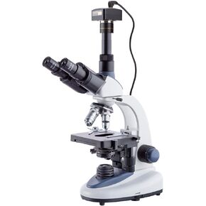 مجهر ثلاثي العينيات مركب احترافي رقمي من AmScope T380C-5M، تكبير 40X-2500X، عدسات WF10x وWF25x، برايتفيلد، إضاءة LED، مكثف آبي، مرحلة ميكانيكية مزدوجة الطبقة، مصدر طاقة واسع الجهد 85-265 فولت، يتضمن كاميرا 5 ميجابكسل in Kuwait