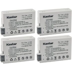Kastar 3 عبوات بديلة لبطارية علبة LP-E8، بطارية LPE8، شاحن LC-E8E، EOS 550D، EOS 600D، EOS 700D، EOS Rebel T2i، EOS Rebel T3i، EOS Rebel T4i، كاميرا EOS Rebel T5i وقبضة BG-E8 in Kuwait