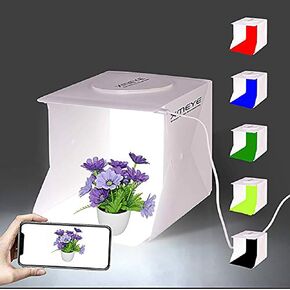 Mini Photo Studio Box, 9 x 9 Inches Shooting Tent Kit, Foldable Photography Booth With 2 x 20 LED Beads + 6 Colors Backdrops in Saudi Arabia