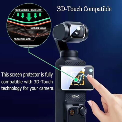 debous Screen Protector for DJI Osmo Pocket 3,Lcd Lens Anti-scratch Tempered Glass Hard Protective Film Cover (3+3pcs) in Kuwait
