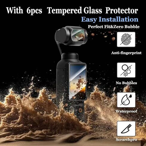 debous Screen Protector for DJI Osmo Pocket 3,Lcd Lens Anti-scratch Tempered Glass Hard Protective Film Cover (3+3pcs) in Kuwait