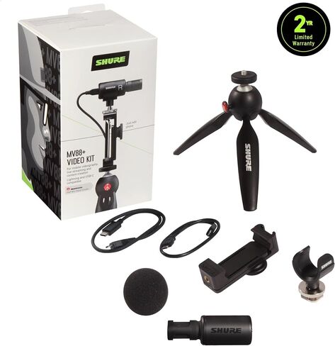 ميكروفون Shure MV88 المحمول iOS لأجهزة iPhone/iPad/iPod عبر موصل Lightning، صوت بجودة احترافية، ميكروفون مكثف استيريو رقمي لمدوني الفيديو وصانعي الأفلام وصانعي الموسيقى والصحفيين in Kuwait