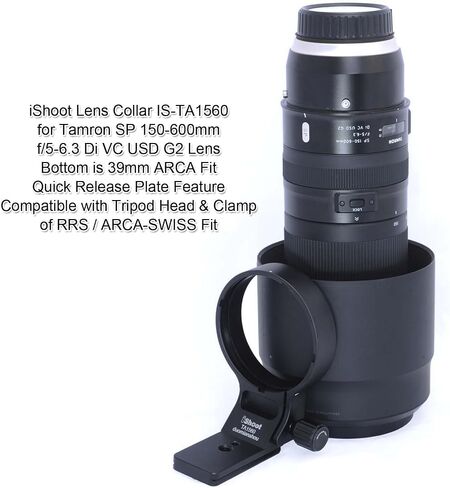 iShoot Tripod Mount Ring, CNC Metal Lens Collar Support for Tamron SP 150-600mm f/5-6.3 Di VC USD G2 Lens A022, Built-in Arca Type 70mm Quick Release Plate for Arca-Swiss Fit Tripod Head in Saudi Arabia
