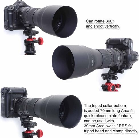 iShoot Tripod Mount Ring, CNC Metal Lens Collar Support for Tamron SP 150-600mm f/5-6.3 Di VC USD G2 Lens A022, Built-in Arca Type 70mm Quick Release Plate for Arca-Swiss Fit Tripod Head in Saudi Arabia