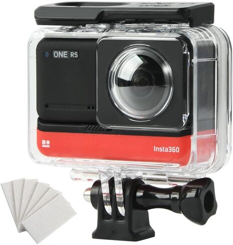 حافظة مضادة للماء لكاميرا الحركة Insta360 ONE RS 360 درجة، غطاء غوص مع غطاء عدسة سيليكون يدعم 60 M/198FT ملحقات الغوص تحت الماء in Kuwait