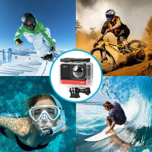 حافظة مضادة للماء لكاميرا الحركة Insta360 ONE RS 360 درجة، غطاء غوص مع غطاء عدسة سيليكون يدعم 60 M/198FT ملحقات الغوص تحت الماء in Kuwait