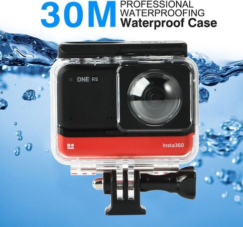 حافظة مضادة للماء لكاميرا الحركة Insta360 ONE RS 360 درجة، غطاء غوص مع غطاء عدسة سيليكون يدعم 60 M/198FT ملحقات الغوص تحت الماء in Kuwait