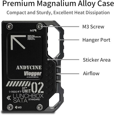 ANDYCINE Lunchbox II Black Magnalium Case for DIY SSD Compatible for Atomos Ninja V,V+, Ninja Flame, Ninja Inferno, and Shogun Inferno Monitors in Kuwait