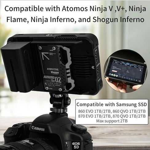 ANDYCINE Lunchbox II Black Magnalium Case for DIY SSD Compatible for Atomos Ninja V,V+, Ninja Flame, Ninja Inferno, and Shogun Inferno Monitors in Kuwait