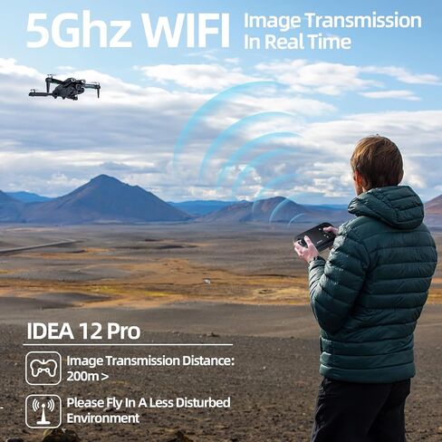 طائرة بدون طيار من le-idea 12Pro بدون فرشاة، كاميرا بدون طيار 4K قابلة للتعديل للبالغين بحد أقصى 40 كم/ساعة للكاميرا السفلية مع وضع التدفق البصري 5G WiFi FPV Quadcopter للمبتدئين، بطاريتان in Kuwait