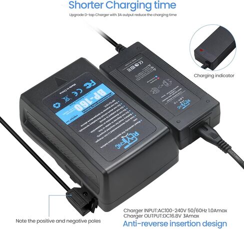 سلسلة بطاريات REYTRIC بقدرة 190 وات في الساعة و154 وات في الساعة على شكل V Mount/V-Lock مع شاحنين D-Tap بقدرة 13400 مللي أمبير في الساعة و10400 مللي أمبير في الساعة in Kuwait