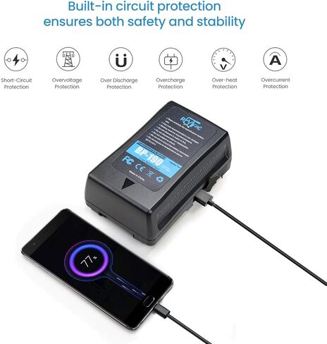 سلسلة بطاريات REYTRIC بقدرة 190 وات في الساعة و154 وات في الساعة على شكل V Mount/V-Lock مع شاحنين D-Tap بقدرة 13400 مللي أمبير في الساعة و10400 مللي أمبير في الساعة in Kuwait