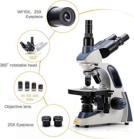 مجهر ثلاثي العينيات مركب سويفت SW380T، تكبير 40X-2500X، رأس Siedentopf، مرحلة ميكانيكية من طبقتين، مع كاميرا Swiftcam 18 ميجابيكسل وبرامج Windows/Mac/Linux وكابل USB 3.0 in Kuwait