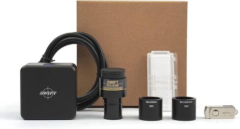 مجهر ثلاثي العينيات مركب سويفت SW380T، تكبير 40X-2500X، رأس Siedentopf، مرحلة ميكانيكية من طبقتين، مع كاميرا Swiftcam 18 ميجابيكسل وبرامج Windows/Mac/Linux وكابل USB 3.0 in Kuwait