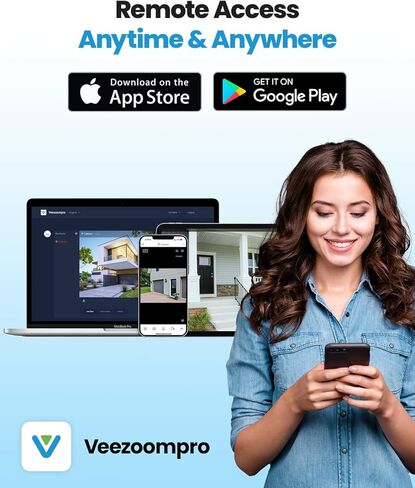 كاميرا VEEZOOM PoE - كاميرا IP 4K لأمن المنزل، كاميرات المراقبة الخارجية مع الإنسان/المركبة/الكشف، رؤية ليلية 100 قدم، عدسة 2.8 مم، IP66 مقاومة للطقس، تسجيل MicroSD (غير متضمن) in Kuwait