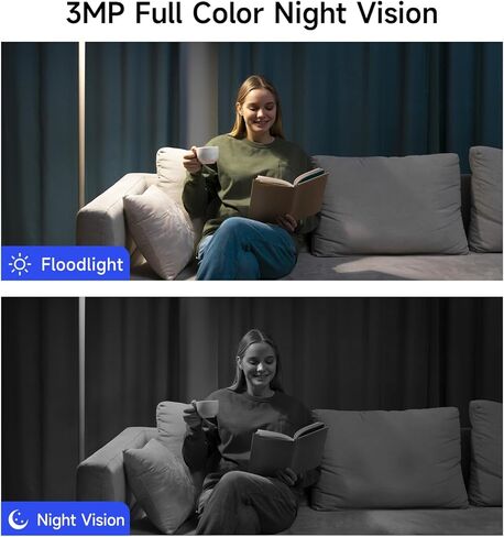 XVIM 2K Wireless Light Bulb Security Camera - 2.4G WiFi Wireless Security Camera,1,500-Lumen Brightness, Smart Floodlight Camera, Color Night Vision, Motion Detection, Cloud/SD Card Storage in Kuwait