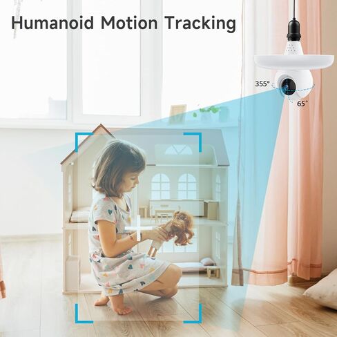 XVIM 2K Wireless Light Bulb Security Camera - 2.4G WiFi Wireless Security Camera,1,500-Lumen Brightness, Smart Floodlight Camera, Color Night Vision, Motion Detection, Cloud/SD Card Storage in Kuwait