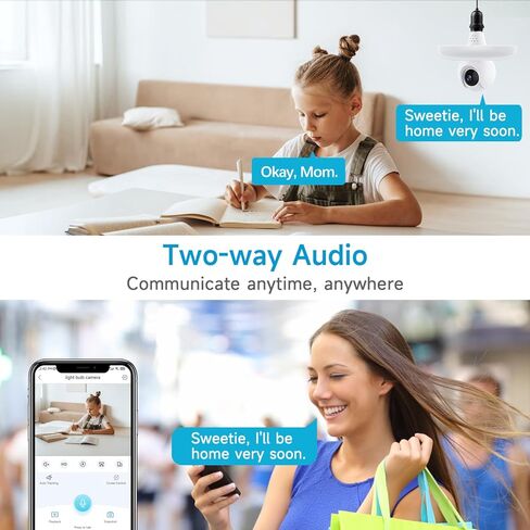 XVIM 2K Wireless Light Bulb Security Camera - 2.4G WiFi Wireless Security Camera,1,500-Lumen Brightness, Smart Floodlight Camera, Color Night Vision, Motion Detection, Cloud/SD Card Storage in Kuwait