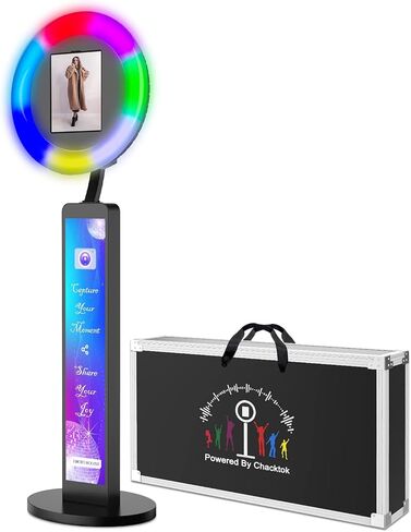 Photo Booth Compatible with Any Ipad, OHYEAHSPIN Photo Booth with Software APP Control Ring Box, Music Sync,IPad Selfie Machine with Flight Case in Kuwait