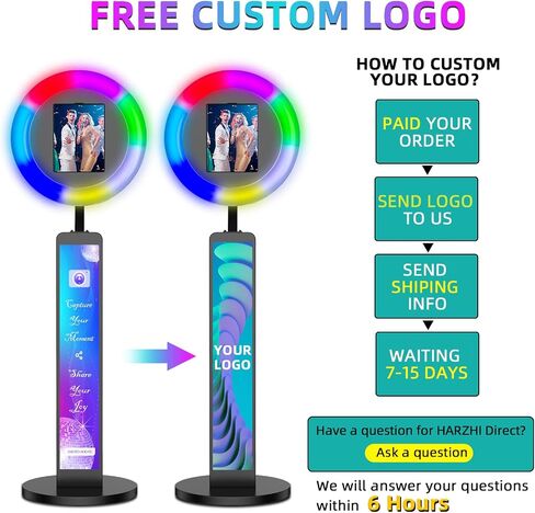 Photo Booth Compatible with Any Ipad, OHYEAHSPIN Photo Booth with Software APP Control Ring Box, Music Sync,IPad Selfie Machine with Flight Case in Kuwait