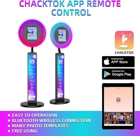 Photo Booth Compatible with Any Ipad, OHYEAHSPIN Photo Booth with Software APP Control Ring Box, Music Sync,IPad Selfie Machine with Flight Case in Kuwait