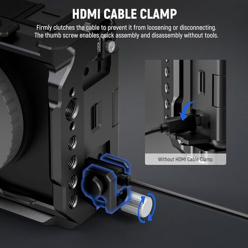 نيوير قفص كاميرا ZV-E1 مع مشبك كيبل HDMI ومقبض سيليكون، قضيب ناتو 3/8 انش لتحديد موقع اري، قاعدة من نوع اركا، حامل فيديو معدني واقي متوافق مع سوني ZV-E1 ودي جيه اي ار اس ار اس سي CA025S in Saudi Arabia