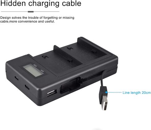 شاحن بطارية Topcine ثنائي الفتحة NP-F970، شاحن سريع NPF970 متوافق مع NP-F570 NP-F550 NP-F750 NP-F770 NP-F970 NP-F975 NP-F960 NP-F530 NP-F730 NP-F930 NP-F950 TR516 TR716 TR818 TR910 الخ. in Kuwait