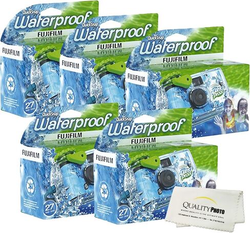 Fujifilm Quick Snap Waterproof 27 exposures 35mm Camera 800 Film, 1 Pack + Quality Photo Microfiber Cloth (5 Pack) in Saudi Arabia