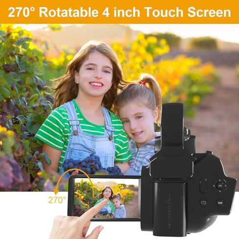 كاميرا فيديو KOMERY كاميرا فيديو UHD 4.0 بوصة كاميرا فيديو 4K 64MP مع وظيفة التركيز، كاميرا فيديو 4K تعمل باللمس تكبير 18X، كاميرا فيديو 4K مع WiFi، وظيفة HDMI وكاميرا يوتيوب in Kuwait