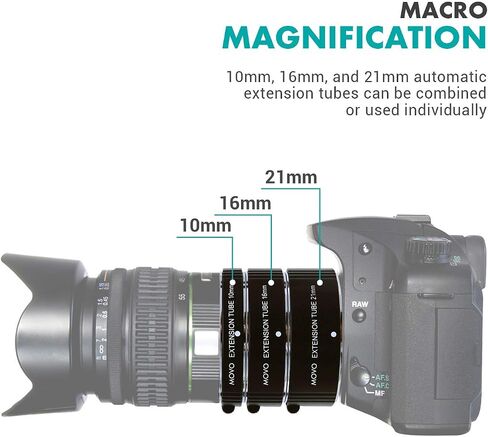 Movo Photo AF Macro Extension Tube Set for Fujifilm X-Mount Mirrorless Cameras with 10mm, 16mm and 21mm Tubes in Saudi Arabia