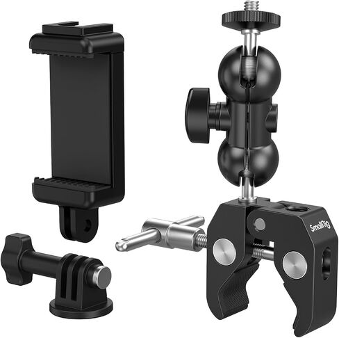 حامل بمشبك كاميرا SmallRig Super، محول رأس كروي مزدوج، حامل طاولة مكتب سياج لـ Ronin-M/Insta360/Gopro، رأس كروي - 1138 in Kuwait