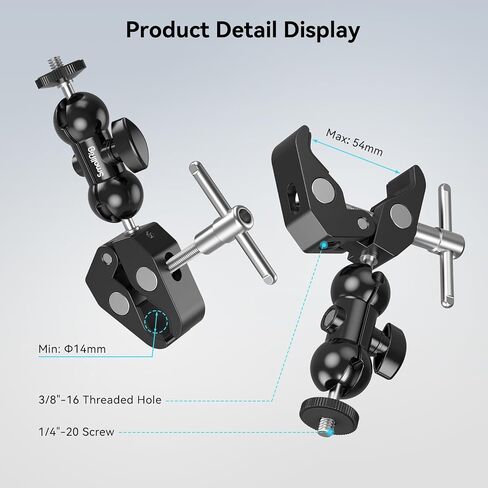 حامل بمشبك كاميرا SmallRig Super، محول رأس كروي مزدوج، حامل طاولة مكتب سياج لـ Ronin-M/Insta360/Gopro، رأس كروي - 1138 in Kuwait