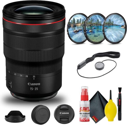 عدسة Canon RF 15-35mm f/2.8L هي عدسة USM (3682C002) + مجموعة مرشح + حافظة غطاء + مجموعة تنظيف + المزيد (متجددة) in Saudi Arabia