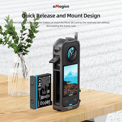 360 X3 Aluminium Protective Cage with Sticky Lens Guards Cap and Screen Protector for Insta360 X3,Metal Durable Housing Frame with Cold Shoe Mount,Bundle Accessories for Insta 360 X3 in Kuwait