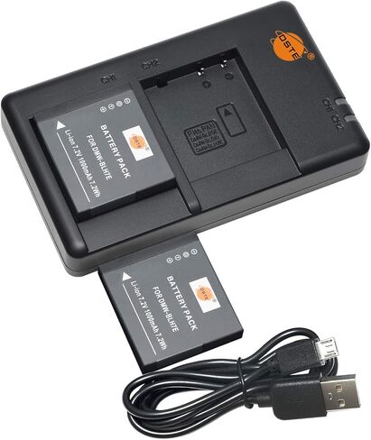 حزمة بطارية ليثيوم DSTE 7.2 فولت 1000 مللي أمبير DMW-BLH7E (عبوتين) وشاحن مزدوج متوافق مع الكاميرا الرقمية باناسونيك DMW-BLH7 DMW-BLH7PP DMW-BLH7GK وLumix DMC-GM1KD DMC-GM1KEB DMC-GM1KK in Kuwait