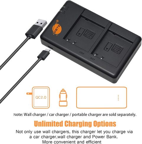 حزمة بطارية ليثيوم DSTE 7.2 فولت 1000 مللي أمبير DMW-BLH7E (عبوتين) وشاحن مزدوج متوافق مع الكاميرا الرقمية باناسونيك DMW-BLH7 DMW-BLH7PP DMW-BLH7GK وLumix DMC-GM1KD DMC-GM1KEB DMC-GM1KK in Kuwait