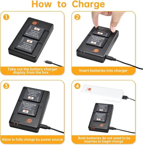 حزمة بطارية ليثيوم DSTE 7.2 فولت 1000 مللي أمبير DMW-BLH7E (عبوتين) وشاحن مزدوج متوافق مع الكاميرا الرقمية باناسونيك DMW-BLH7 DMW-BLH7PP DMW-BLH7GK وLumix DMC-GM1KD DMC-GM1KEB DMC-GM1KK in Kuwait