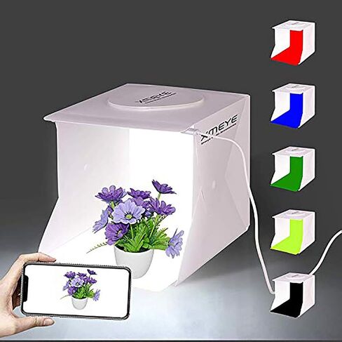 Mini Photo Studio Box, 9 x 9 Inches Shooting Tent Kit, Foldable Photography Booth With 2 x 20 LED Beads + 6 Colors Backdrops in Saudi Arabia