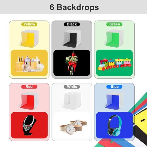 Mini Photo Studio Box, 9 x 9 Inches Shooting Tent Kit, Foldable Photography Booth With 2 x 20 LED Beads + 6 Colors Backdrops in Saudi Arabia