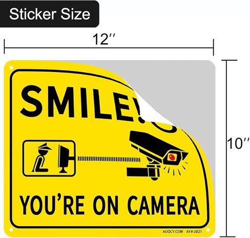 كاميرات مراقبة وهمية، تتضمن 4 كاميرات اضاءة LED وامضة وهمية، 2 لافتة تحذير معدنية للمراقبة سي سي تي في، 2 ملصق كاميرا سمايل يو ار اون - رائعة للبناء والمنزل والمكاتب في الداخل والخارج in Kuwait