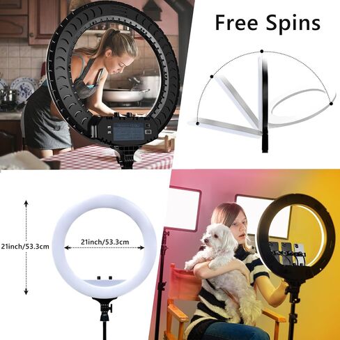 حلقة إضاءة Aro de Luz - طقم إضاءة LED 14 بوصة 60 وات مع حامل - إضاءة درجة حرارة اللون 3000-6000 K قابلة للتعديل لمدونات الفيديو، والمكياج، ويوتيوب، والكاميرا، والصور، والفيديو - التحكم عن بعد in Saudi Arabia