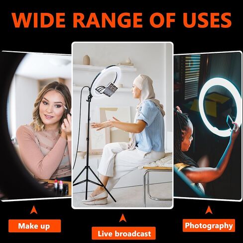 حلقة إضاءة Aro de Luz - طقم إضاءة LED 14 بوصة 60 وات مع حامل - إضاءة درجة حرارة اللون 3000-6000 K قابلة للتعديل لمدونات الفيديو، والمكياج، ويوتيوب، والكاميرا، والصور، والفيديو - التحكم عن بعد in Saudi Arabia