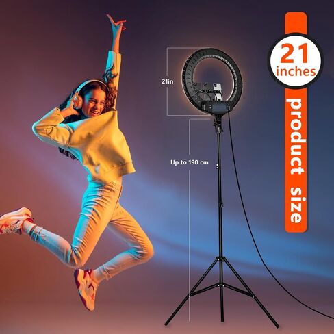 حلقة إضاءة Aro de Luz - طقم إضاءة LED 14 بوصة 60 وات مع حامل - إضاءة درجة حرارة اللون 3000-6000 K قابلة للتعديل لمدونات الفيديو، والمكياج، ويوتيوب، والكاميرا، والصور، والفيديو - التحكم عن بعد in Saudi Arabia