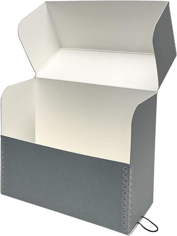 Lineco Archival Document Storage Box, 12.5" x 10.5" x 5", Gray | Acid-Free, 12 Letter Sized File Folders Included, Organizer for Prints, Photos, Papers, Pack of 2 in Saudi Arabia